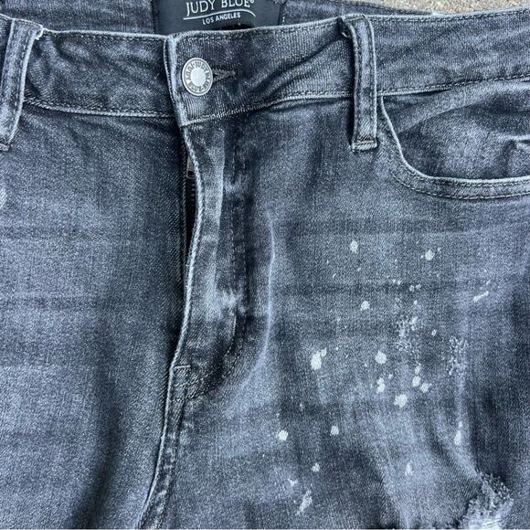 Judy Blue Black Destroyed Distressed Splatter boyfriend fit jeans 11/30 - Picture 4 of 7